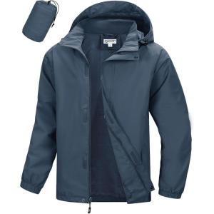 image33000ft Mens Packable Rain Jacket Waterproof Lightweight Raincoat Rain Shell with Hood for Outdoor Hiking Golf TravelRoyal Blue