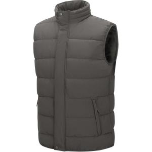 image33000ft Mens Puffer Vest Outerwear Winter Warm Padded Outdoor Casual Thick Insulated Quilted Sleeveless JacketBrownish Green