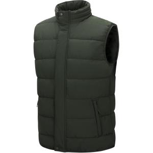 image33000ft Mens Puffer Vest Outerwear Winter Warm Padded Outdoor Casual Thick Insulated Quilted Sleeveless JacketGreen