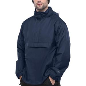 image33000ft Mens Pullover Rain Jacket Waterproof with Hood Lightweight Packable Raincoat Windbreaker for Golf TravelDark Blue