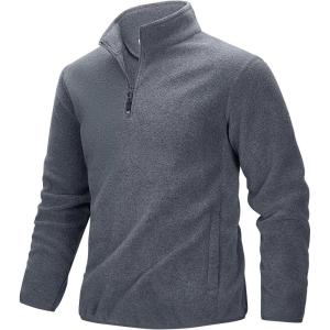 image33000ft Mens QuarterZip Polar Fleece Jacket Long Sleeve Half Zip Fleece Pullover Sweaters Thermal Golf SweatshirtGrey Heather