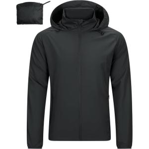 image33000ft Mens Rain Jacket Waterproof Lightweight Raincoat Packable Rain Shell Windbreaker with Hood for Golf Hiking TravelBlack