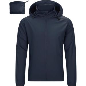 image33000ft Mens Rain Jacket Waterproof Lightweight Raincoat Packable Rain Shell Windbreaker with Hood for Golf Hiking TravelBlue