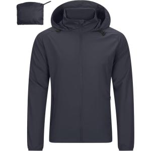 image33000ft Mens Rain Jacket Waterproof Lightweight Raincoat Packable Rain Shell Windbreaker with Hood for Golf Hiking TravelGrey
