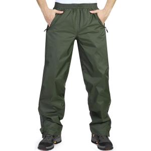 image33000ft Mens Rain Pants Waterproof Rain Over Pants Windproof Outdoor Pants for Hiking FishingArmy Green