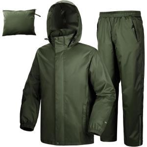 image33000ft Mens Rain Suit Packable Waterproof Lightweight Rain Gear for Golf Hiking Cycling 2 Pieces Jackets and PantsAmy Green
