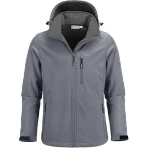 image33000ft Mens Softshell Jacket with Hood Fleece Lined Windbreaker Lightweight Waterproof Jackets for HikingLight Grey