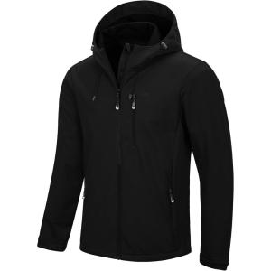 image33000ft Mens Softshell Jacket with Hood Waterproof Windbreaker Lightweight Rain Shell Jacket for Outdoor Hiking TravelBlack