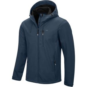 image33000ft Mens Softshell Jacket with Hood Waterproof Windbreaker Lightweight Rain Shell Jacket for Outdoor Hiking TravelBlue