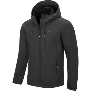 image33000ft Mens Softshell Jacket with Hood Waterproof Windbreaker Lightweight Rain Shell Jacket for Outdoor Hiking TravelGrey
