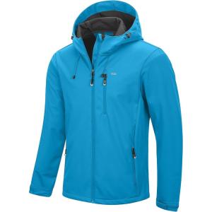 image33000ft Mens Softshell Jacket with Hood Waterproof Windbreaker Lightweight Rain Shell Jacket for Outdoor Hiking TravelSky Blue