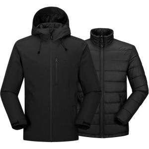 image33000ft Mens Waterproof 3in1 Ski Jacket Warm Mountain Windbreaker Snow Rain Jackets Winter Coat with Puffer JacketBlack