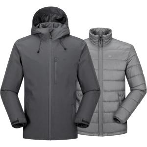 image33000ft Mens Waterproof 3in1 Ski Jacket Warm Mountain Windbreaker Snow Rain Jackets Winter Coat with Puffer JacketCharcoalGrey