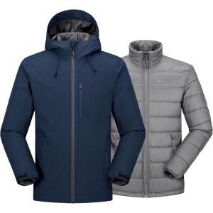 image33000ft Mens Waterproof 3in1 Ski Jacket Warm Mountain Windbreaker Snow Rain Jackets Winter Coat with Puffer JacketDark BlueGrey