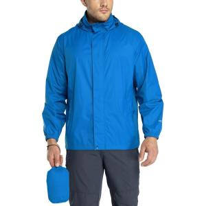 image33000ft Packable Rain Jacket Mens Lightweight Waterproof Rain Shell Jacket Raincoat with Hood for Golf Cycling WindbreakerBright Blue