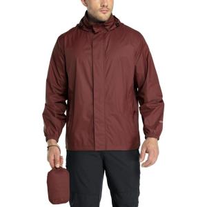 image33000ft Packable Rain Jacket Mens Lightweight Waterproof Rain Shell Jacket Raincoat with Hood for Golf Cycling WindbreakerDark Red