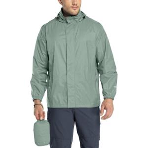 image33000ft Packable Rain Jacket Mens Lightweight Waterproof Rain Shell Jacket Raincoat with Hood for Golf Cycling WindbreakerIce Green