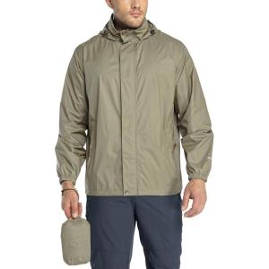 image33000ft Packable Rain Jacket Mens Lightweight Waterproof Rain Shell Jacket Raincoat with Hood for Golf Cycling WindbreakerKhaki