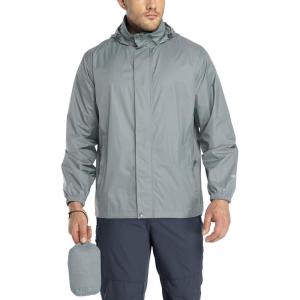 image33000ft Packable Rain Jacket Mens Lightweight Waterproof Rain Shell Jacket Raincoat with Hood for Golf Cycling WindbreakerLight Grey