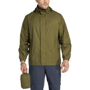 image33000ft Packable Rain Jacket Mens Lightweight Waterproof Rain Shell Jacket Raincoat with Hood for Golf Cycling WindbreakerOlive