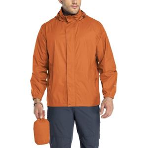 image33000ft Packable Rain Jacket Mens Lightweight Waterproof Rain Shell Jacket Raincoat with Hood for Golf Cycling WindbreakerOrange