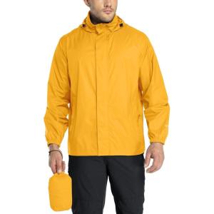 image33000ft Packable Rain Jacket Mens Lightweight Waterproof Rain Shell Jacket Raincoat with Hood for Golf Cycling WindbreakerYellow