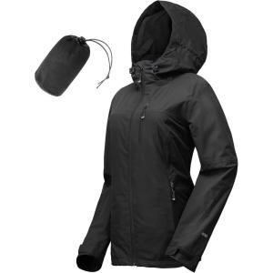 image33000ft Packable Rain Jacket Women Lightweight Waterproof Raincoat with Hood Cycling Bike Jacket WindbreakerBlack