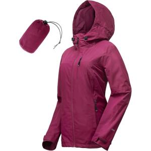 image33000ft Packable Rain Jacket Women Lightweight Waterproof Raincoat with Hood Cycling Bike Jacket WindbreakerCherry Red