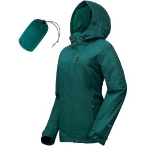 image33000ft Packable Rain Jacket Women Lightweight Waterproof Raincoat with Hood Cycling Bike Jacket WindbreakerDark Cyan