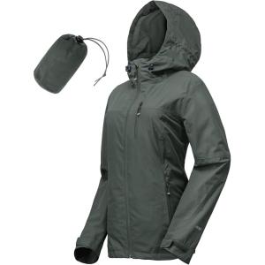 image33000ft Packable Rain Jacket Women Lightweight Waterproof Raincoat with Hood Cycling Bike Jacket WindbreakerGrey