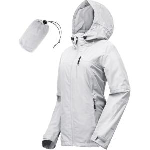 image33000ft Packable Rain Jacket Women Lightweight Waterproof Raincoat with Hood Cycling Bike Jacket WindbreakerLight Grey