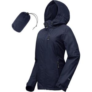 image33000ft Packable Rain Jacket Women Lightweight Waterproof Raincoat with Hood Cycling Bike Jacket WindbreakerNavy