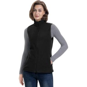 image33000ft Womens Fleece Vest Lightweight Warm Polar Soft Vests Outerwear with Zip Up Pockets Sleeveless Jacket for WinterBlack