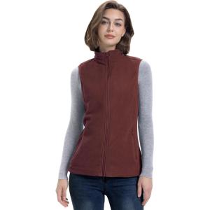 image33000ft Womens Fleece Vest Lightweight Warm Polar Soft Vests Outerwear with Zip Up Pockets Sleeveless Jacket for WinterCaramel