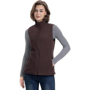 image33000ft Womens Fleece Vest Lightweight Warm Polar Soft Vests Outerwear with Zip Up Pockets Sleeveless Jacket for WinterChocolate