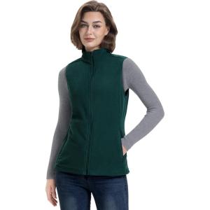 image33000ft Womens Fleece Vest Lightweight Warm Polar Soft Vests Outerwear with Zip Up Pockets Sleeveless Jacket for WinterForest Green