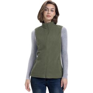 image33000ft Womens Fleece Vest Lightweight Warm Polar Soft Vests Outerwear with Zip Up Pockets Sleeveless Jacket for WinterGreen