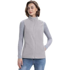 image33000ft Womens Fleece Vest Lightweight Warm Polar Soft Vests Outerwear with Zip Up Pockets Sleeveless Jacket for WinterLight Grey