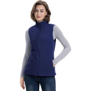 image33000ft Womens Fleece Vest Lightweight Warm Polar Soft Vests Outerwear with Zip Up Pockets Sleeveless Jacket for WinterNavy