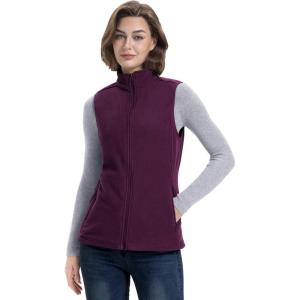 image33000ft Womens Fleece Vest Lightweight Warm Polar Soft Vests Outerwear with Zip Up Pockets Sleeveless Jacket for WinterWine