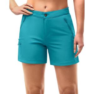 image33000ft Womens Golf Shorts 5 Inch Inseam Quick Dry Ladies Stretch Packable Hiking Casual with 4 PocketsBlue Green