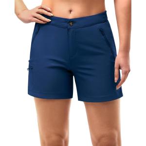 image33000ft Womens Golf Shorts 5 Inch Inseam Quick Dry Ladies Stretch Packable Hiking Casual with 4 PocketsDeep Blue