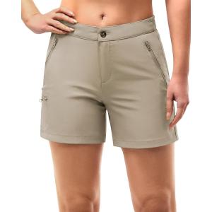 image33000ft Womens Golf Shorts 5 Inch Inseam Quick Dry Ladies Stretch Packable Hiking Casual with 4 PocketsKhaki
