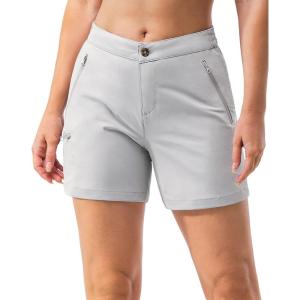 image33000ft Womens Golf Shorts 5 Inch Inseam Quick Dry Ladies Stretch Packable Hiking Casual with 4 PocketsLight Grey