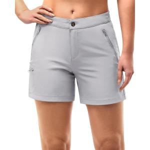 image33000ft Womens Golf Shorts 5 Inch Inseam Quick Dry Ladies Stretch Packable Hiking Casual with 4 PocketsSliver