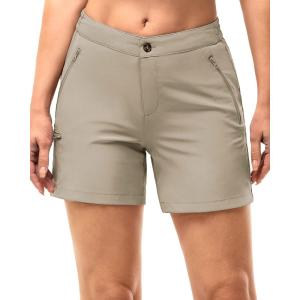 image33000ft Womens Golf Shorts 5 Inch Inseam Quick Dry Ladies Stretch Packable Hiking Casual with 4 PocketsTaupe