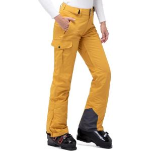 image33000ft Womens Insulated Snow Pants Waterproof Snowboard Ski Pants with Boot GaitersMustard Yellow