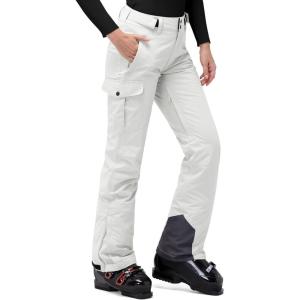 image33000ft Womens Insulated Snow Pants Waterproof Snowboard Ski Pants with Boot GaitersWhite