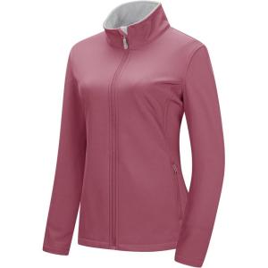image33000ft Womens Lightweight Softshell Jacket Fleece Lined Windbreaker Waterproof Warm Jacket for Running Golf HikingDusty Rose
