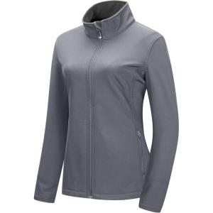 image33000ft Womens Lightweight Softshell Jacket Fleece Lined Windbreaker Waterproof Warm Jacket for Running Golf HikingGrey